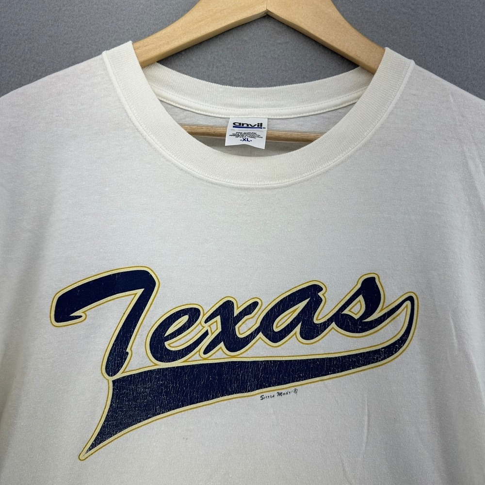 Y2K Retro State of Texas Graphic T-Shirt White Lonestar SZ XL VTG Loose Tourist